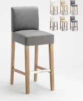 Barhocker Holzküche Design Hoch 74 cm Comfort XL - Shabby Grau