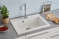 Küchenspüle Einbauspüle Spüle Granit Mineralite 66 x 50 Weiß Respekta Ohio