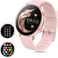 (Růžové) Bluetooth Smartwatch pro dospělé, fitness tracker s monitorem spánku/HR, IPS HD Full Screen Smartwatch, IP67 vodotěsné Smartwatch