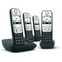 Gigaset A690 A Quattro - DECT Telefon - 4 Mobilteile- Anrufbeantworter - schwarz