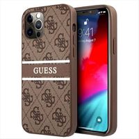 Guess 4G Stripes Collection Smartphone Hard Case für Apple iPhone 12 Pro Max Braun mit Muster
