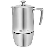 VeoHome Mokka Pot Espressokocher 10 Tassen 500 ml - Edelstahl italienische Mokka kanne Induktionsherd, Gas, Keramik, Elektrik ohne Aluminium - Doppelfilter-Technologie