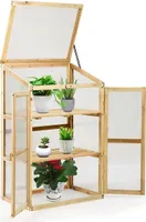Frühbeet aus Massivholz, Hochbeet mit Transparenten Wänden, Gewächshaus mit Öffbarem Deckel, Lichtdurchlässiges Treibhaus, Wetterfest, aus Polycarbonatglas, für Garten & Balkon (Modell 3)