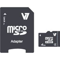 V7 4GB Micro SDHC Karte Class 4 + Adapter, 4 GB, MicroSDHC, Klasse 4, 10 MB/s, 4
