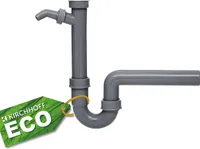 KIRCHHOFF ECO SAVE Sifonový kuchyňský dřez, odtok pro kuchyňský dřez z recyklovaného plastu, odtoková armatura s přípojkou pro strojní zařízení