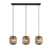 Lindby Pendellampe Canyana, natur, 3-flg., Rattan, 105 cm