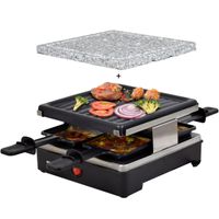 Edelstahl Design Raclette Brienz mit Grillplatte und Platte Heißer Stein für 4 Personen