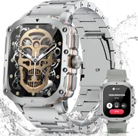 Smartwatch Herren mit Telefonfunktion, 1,96" AMOLED, mit 24/7 Herzfrequenz, Blutdruck, SpO2, 123+ Sportmodi, IP68 Aktivitätstracker, für Android iOS