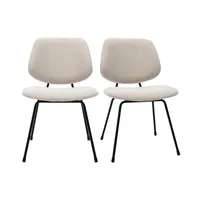 Miliboo - Design-Stühle beiger Stoff mit Samteffekt und schwarzer Metallfuß (2er-Set) BARNET