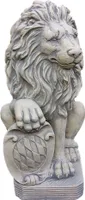 Wunderschöner Löwe mit Schild aus Steinguss perfekt für den Garten die Terrasse oder den Vorgarten ist Frostfest Witterungsbeständig und Neu 54cm H, PO-638