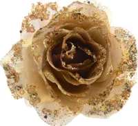 Kunstblumen Rose auf Clip 14cm gold