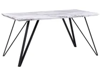 Esstisch Weiß und Schwarz 150 x 80 cm MDF Tischplatte Marmor Optik Matt mit Metallbeinen Rechteckig Modern Glamour Esszimmer Küche Wohnküche
