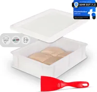 DELICRET - Teigballenbox mit Deckel & Teigspachtel | Teigbox für Teiglinge| Außenmaße: 40x30x10 passt in jeden Haushaltskühlschrank