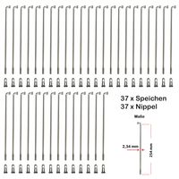 37 Stück Speichen 254mm verstärkt Edelstahl 2,34mm Messing Speichennippel