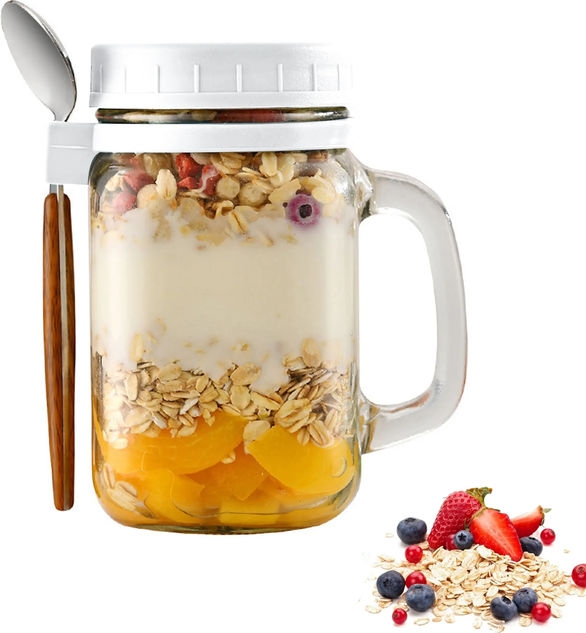 YUEYEE Overnight Oats Gläser 4er Set – 500 Ml Meal Prep Gläser Mit Schraubdeckel, Spülmaschinenfest