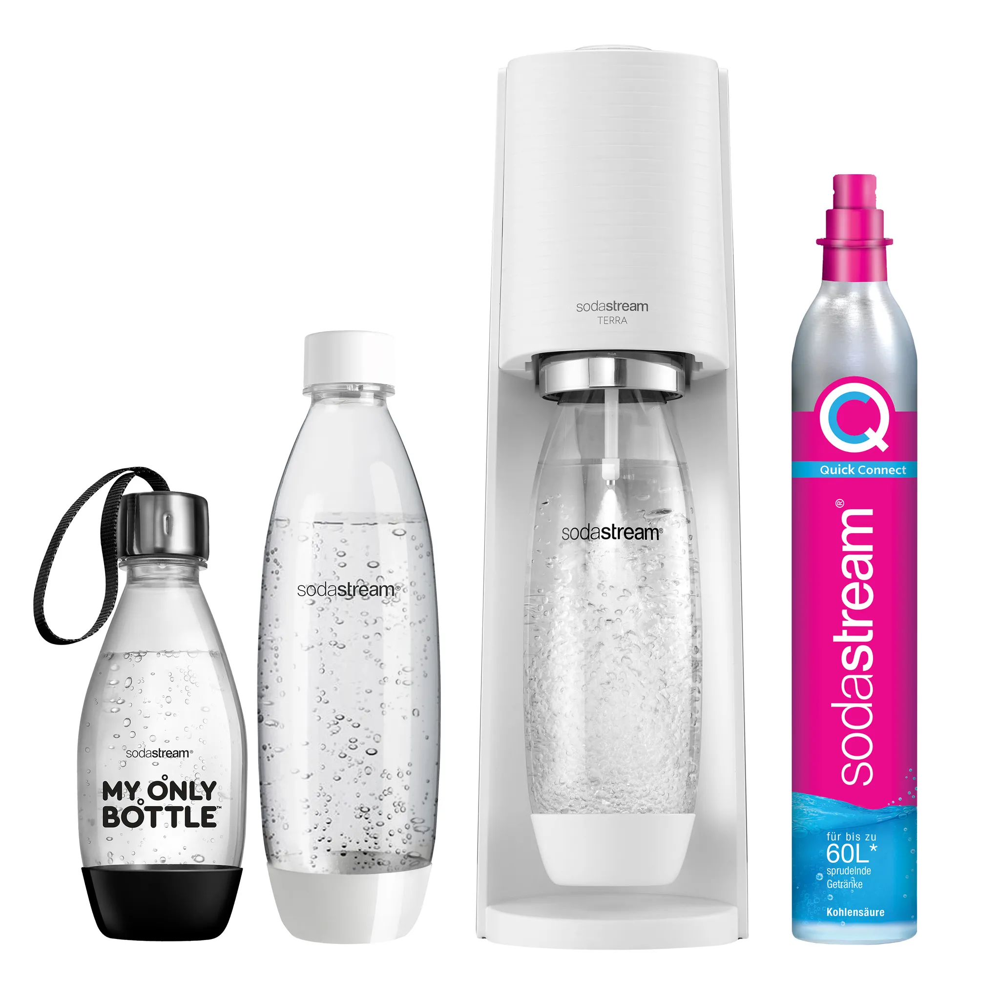 SodaStream Wassersprudler Crystal 3.0 Quick-Connect CO2-Zylinder und 1x  Glaskaraffen, Silber, Schwarz/Titan, 45 cm : : Küche, Haushalt &  Wohnen
