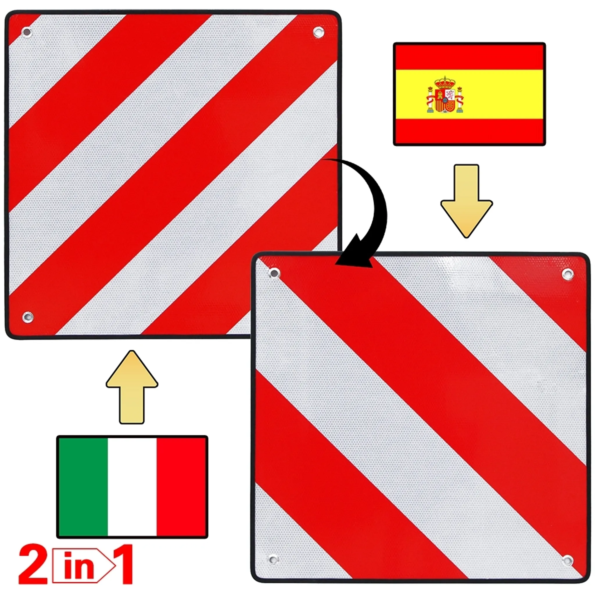IWH 97605 Warntafel 2in1 fuer Spanien und Italien Warntafel (L x B) 50cm x  50cm : : Baumarkt