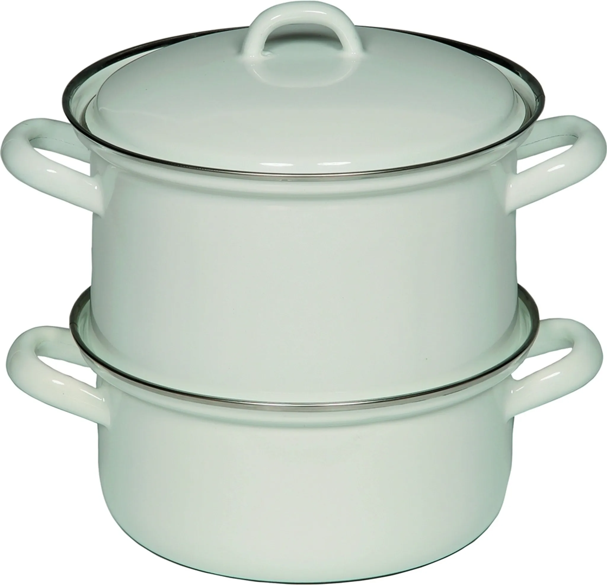 Riess Classic Weiß Emaille-Topf 22 Cm – 6 Liter, Mit Chromrand & Induktionsgeeignet