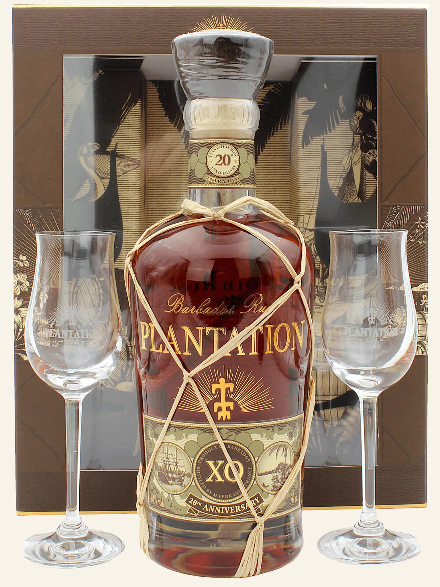 Plantation Barbados Extra Old mit Rum Gläsern