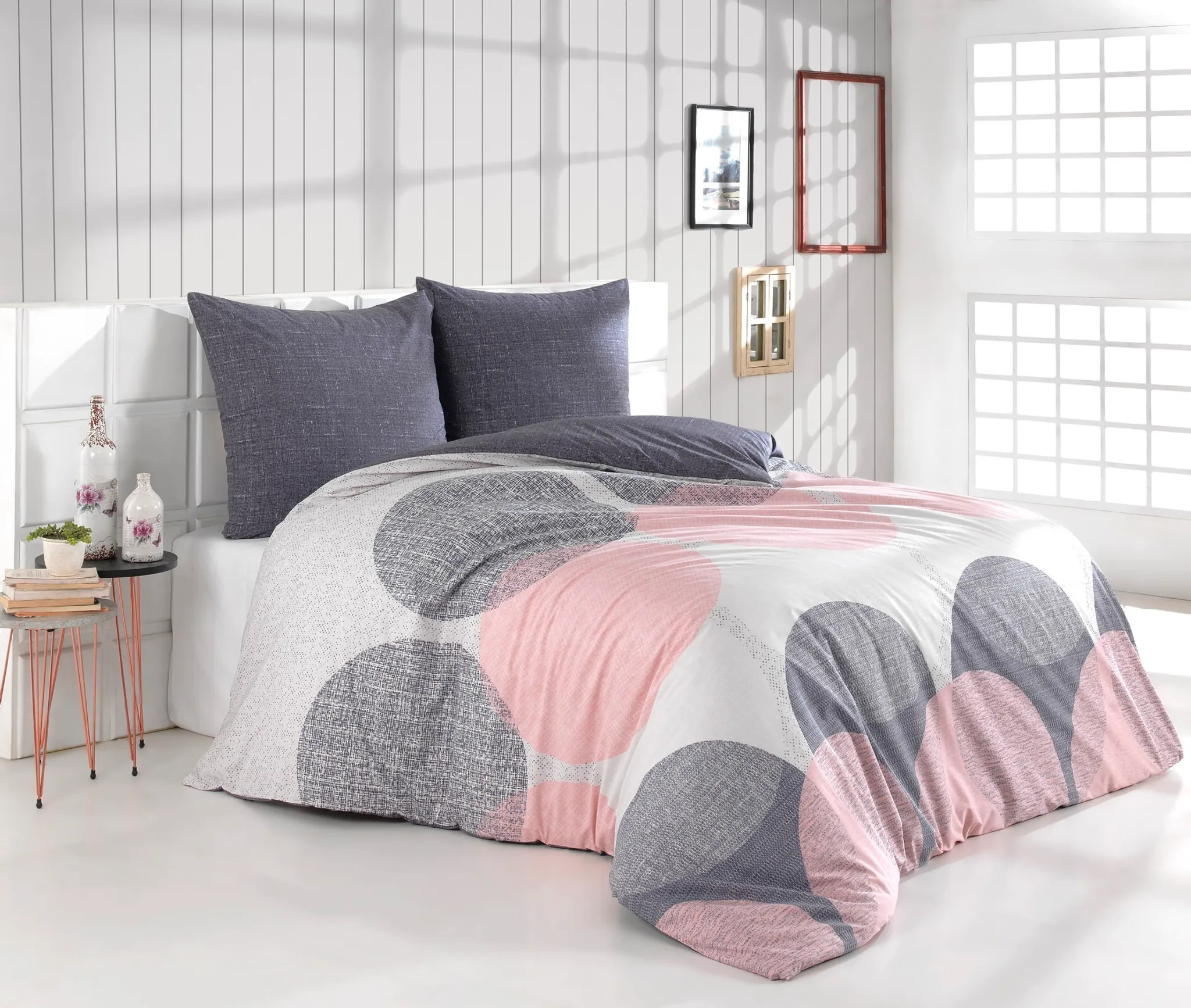 Dreamzie Bettwäsche Set 135x200 Baumwoll-Perkal - Dunkelblau OEKO-TEX Zertifiziert