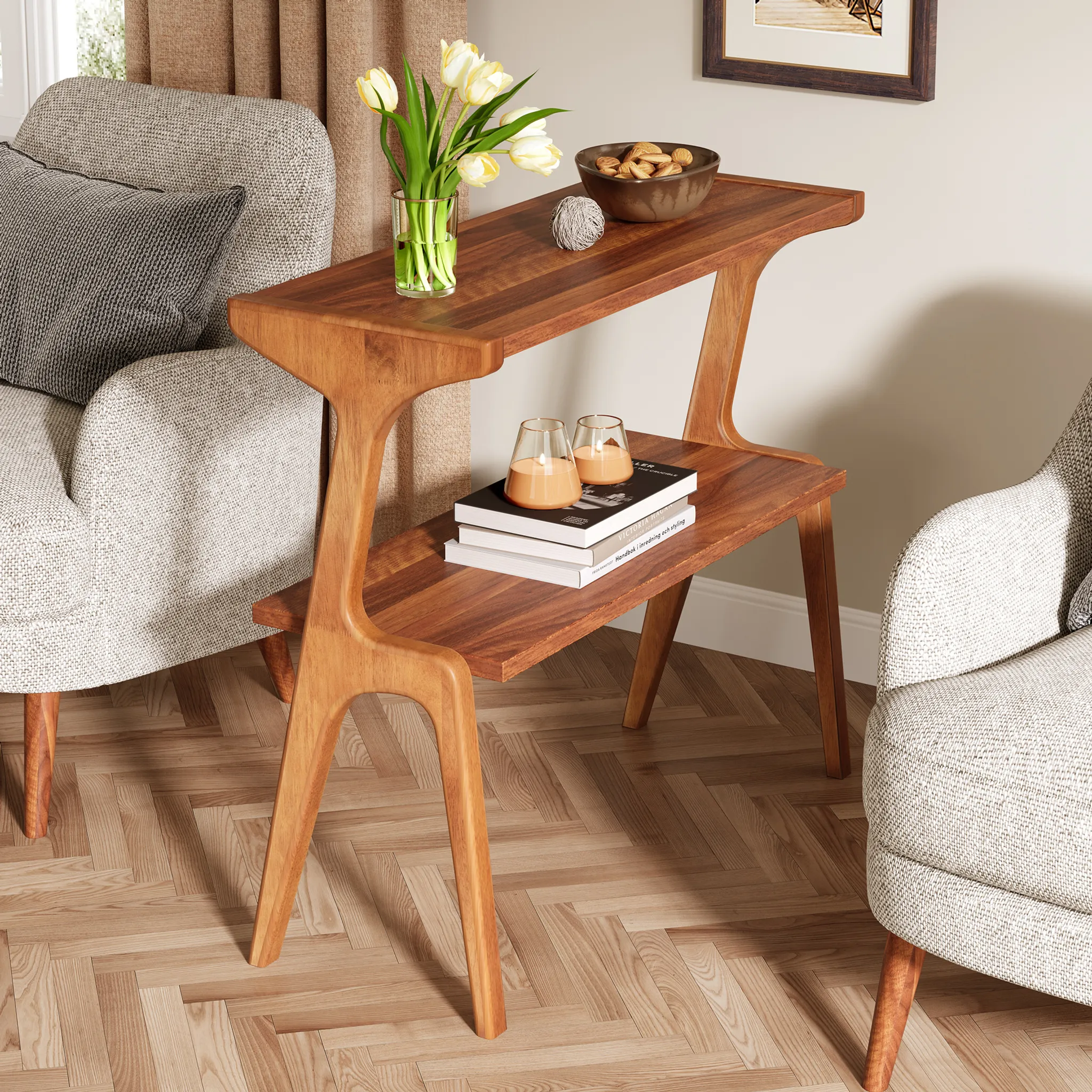 Tavolino Da Salotto Da Caffè, Comodino Con Ripiano 45x45x48 Cm Per Camera Da Letto Soggiorno Ufficio Bianco Quercia 53309928