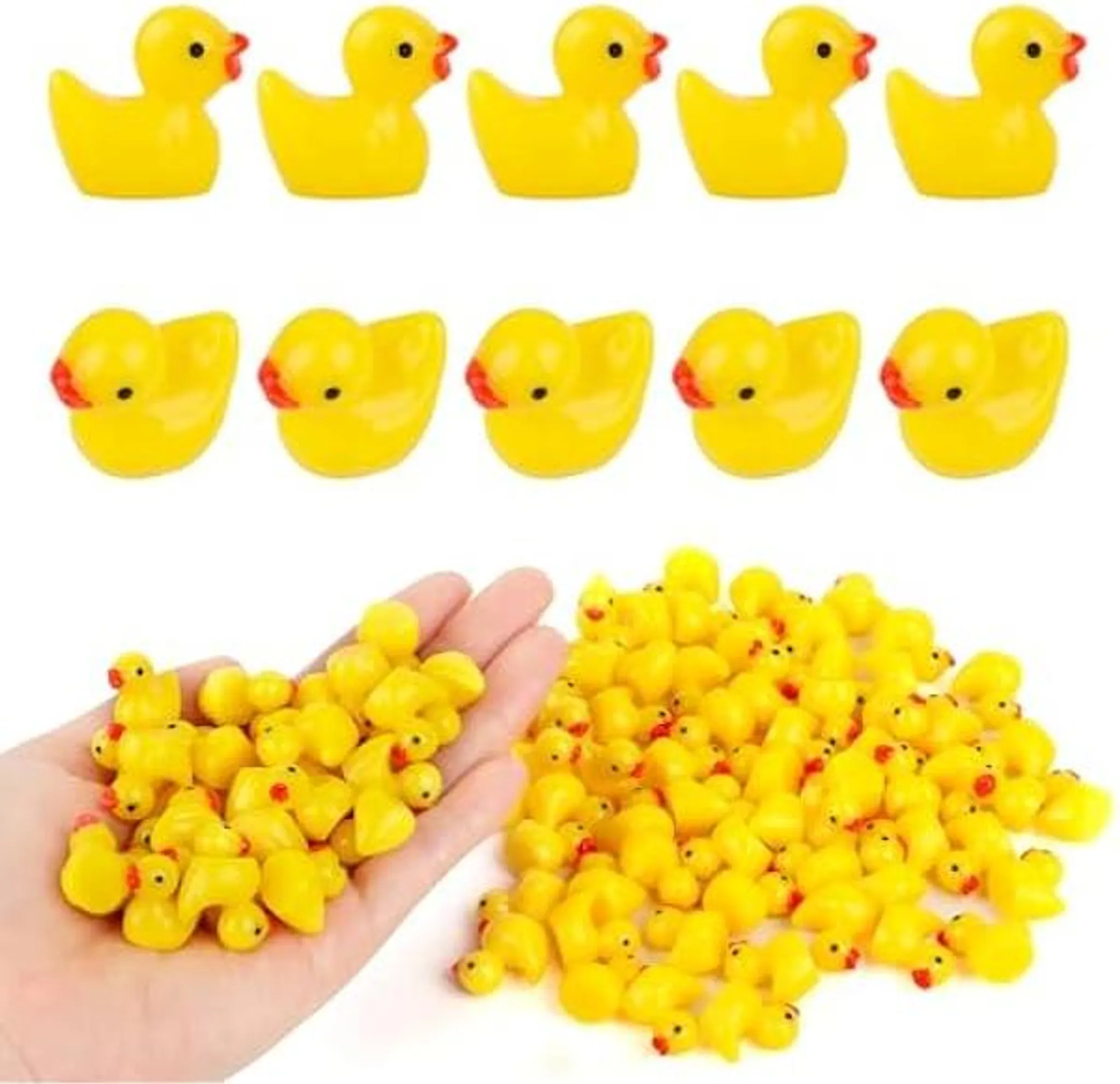 100 Mini-Enten aus Kunstharz, kleine Miniatur-Enten aus