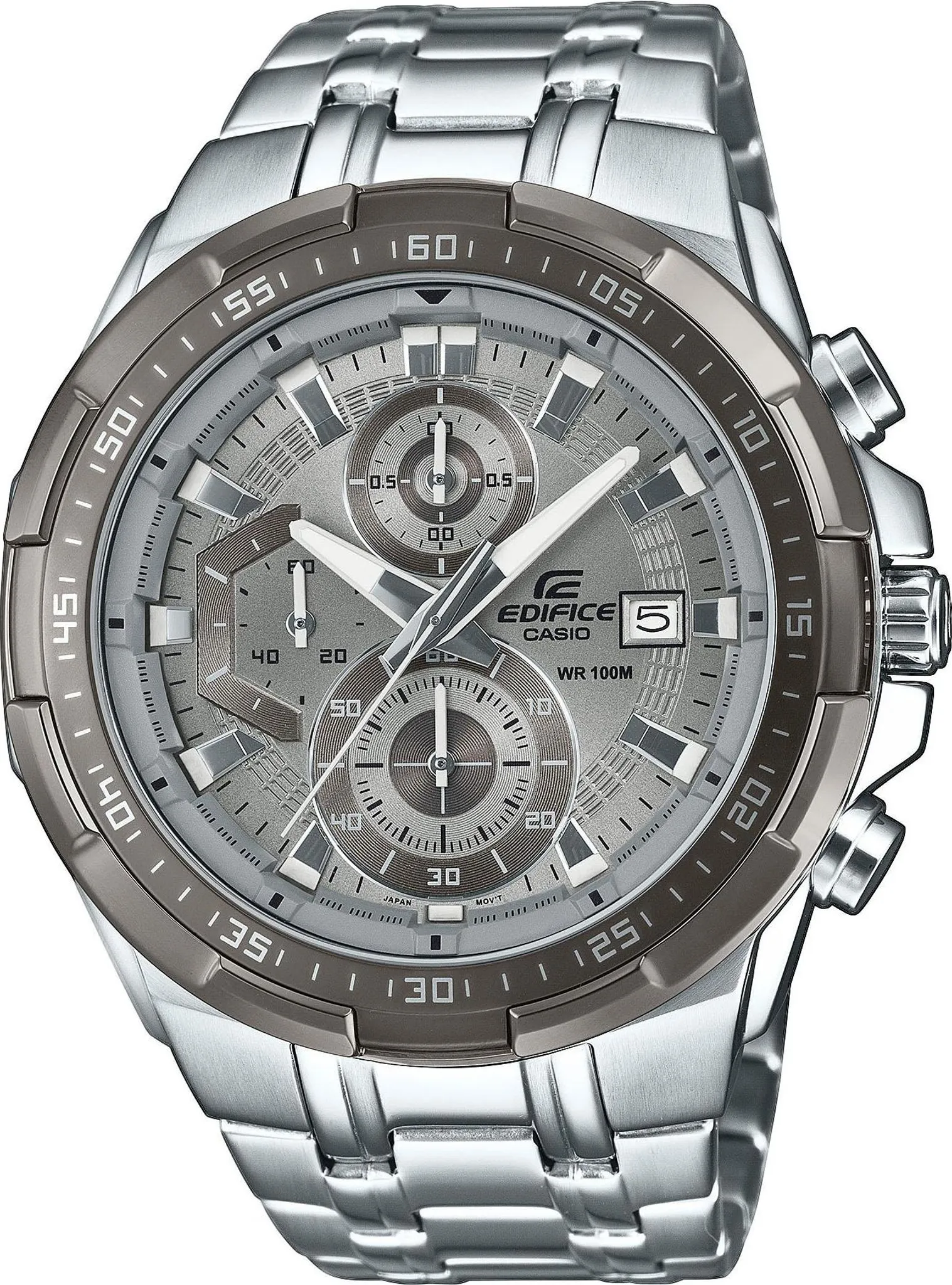 Casio Edifice EFR-S108DE-8AVUEF Orologio Uomo Al Quarzo: Cinturino Acciaio Inox, Quadrante Grigio, Data, Luminescente, 10 Bar, Regalo