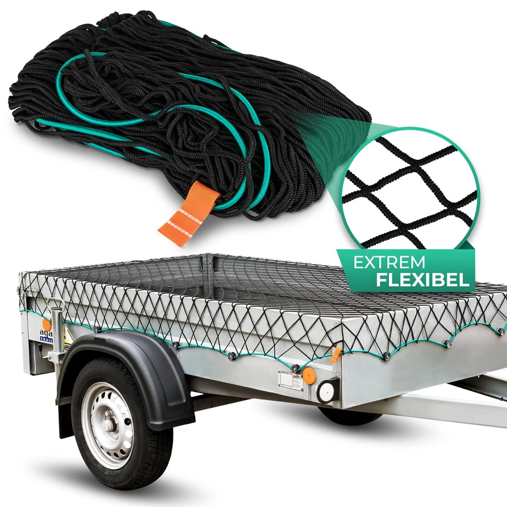 Anhängernetz Transportnetz Gepäcknetz Ladungssicherungsnetz 3 x 6 m für  Anhänger oder Container