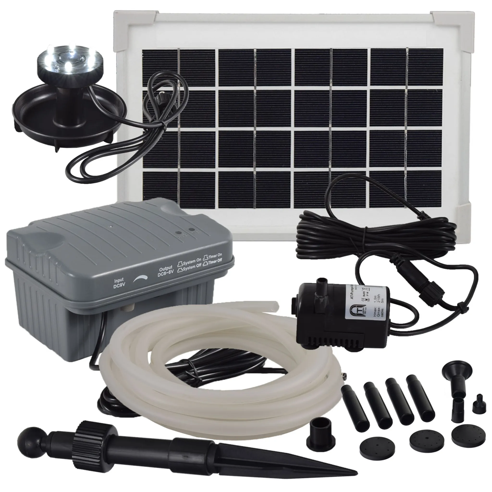 Agora-Tec® Solar Bachlauf - Pumpen - Set mit Akku und LED Licht  AT-20W-BLH-V2.0