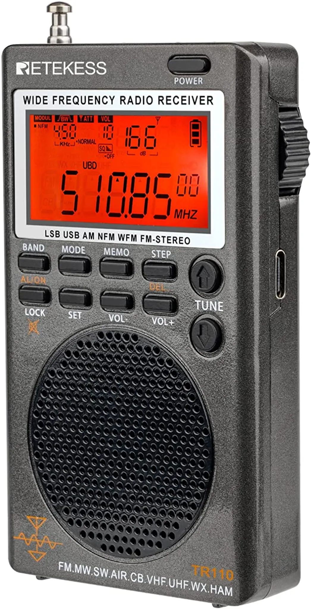 TR110 Retekess MW FM Radio, SW Mini Tragbares