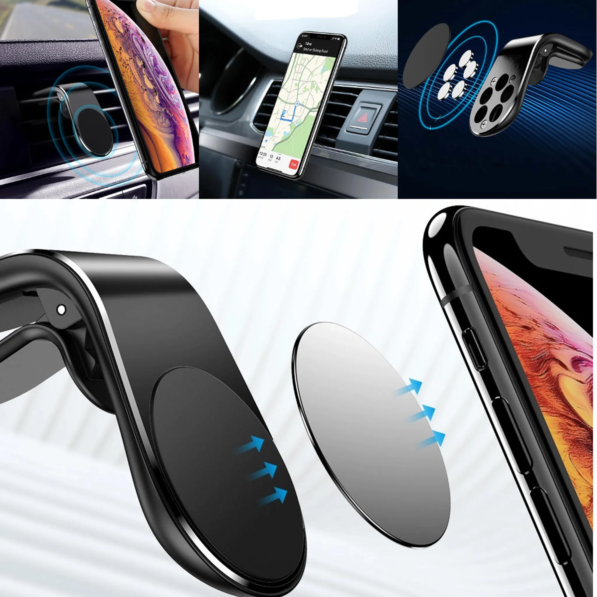 andere Smartphone XR 6S X Nalovo Magnetisches Handy Halterung Stabilität Auto Lüftungsgitter mit Leistungsstarke Magnete für iPhone XS Max 7 8 Samsung S10 S9 S8 S7 S6 Huawei Schwarz 