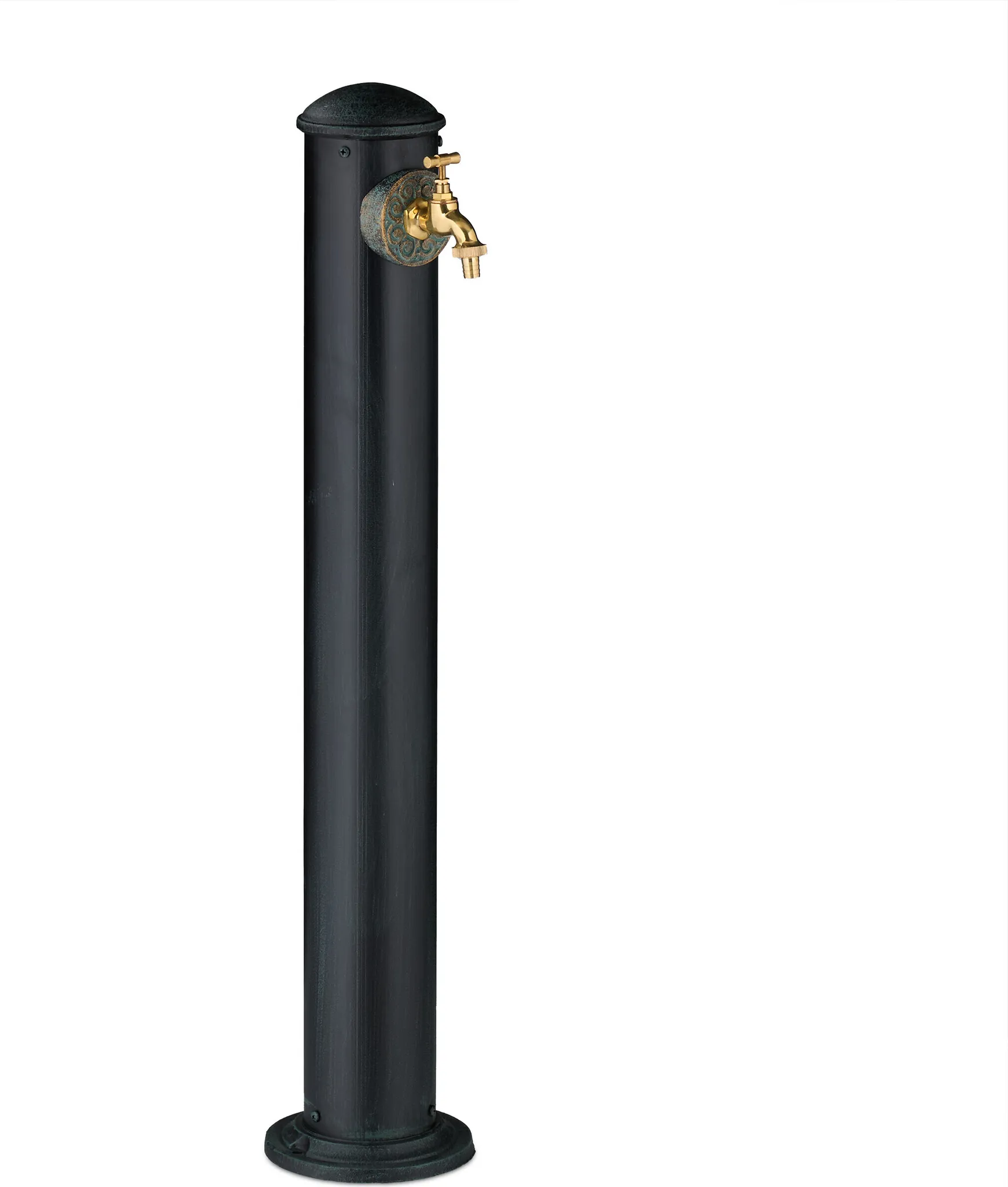 Fontaine Extérieure Antique 81 Cm – Robinet Doré, Design Nostalgique, Raccord Caché, Montage Sur Dalle, Pour Jardin Et Terrasse
