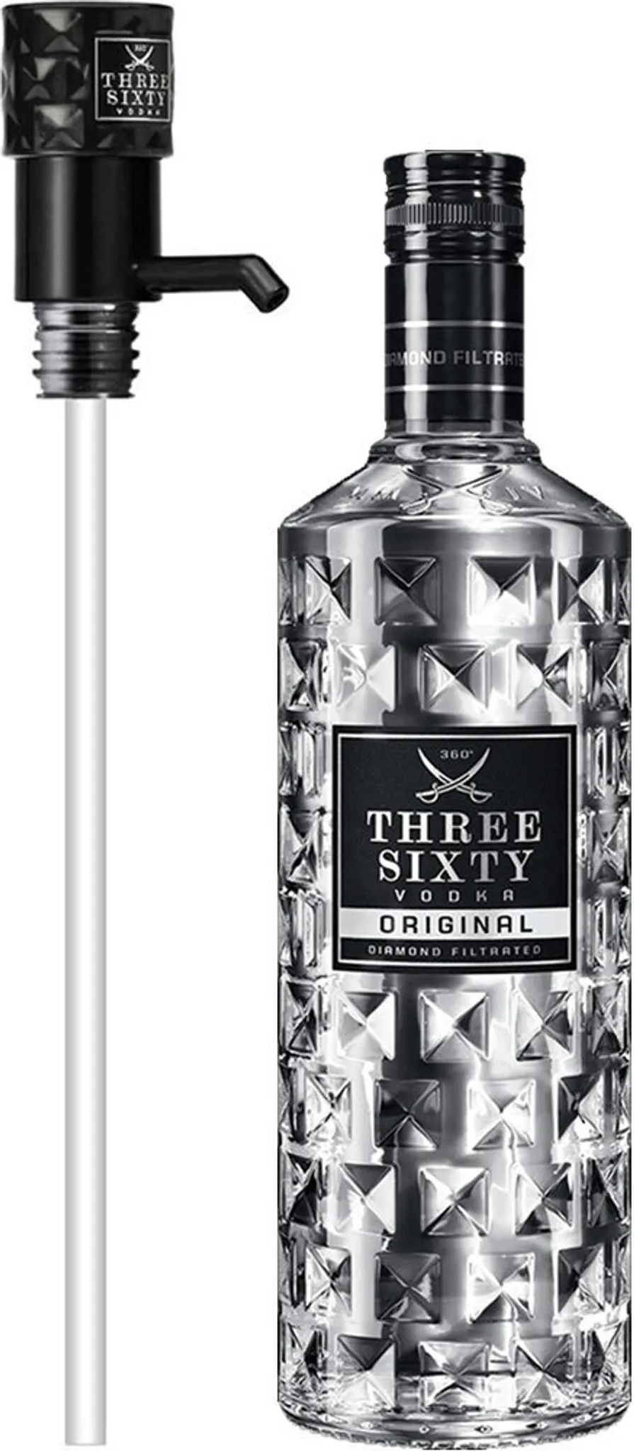 Three Sixty Vodka 3L (37,5% Vol) + Pumpe -[Enthält Sulfite]