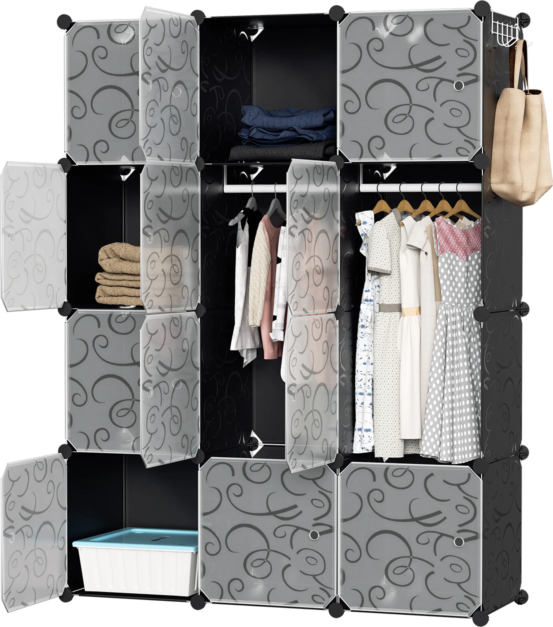 jopassy diy steckregal-kleiderschrank, 12 fächer,