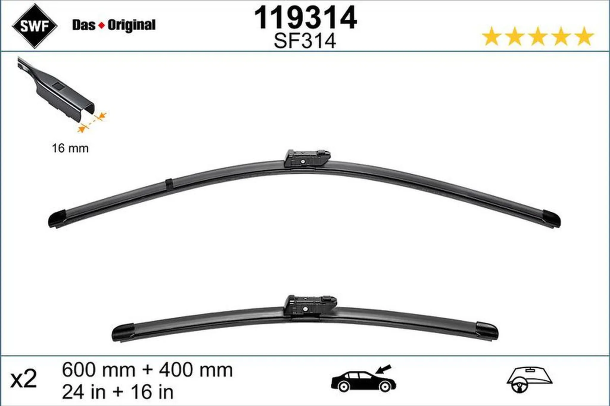 Set Tergicristallo Posteriore Completo: Braccio + Spazzola Per VW, Seat, Skoda (Lungh. Braccio 27cm, Spazzola 34cm)