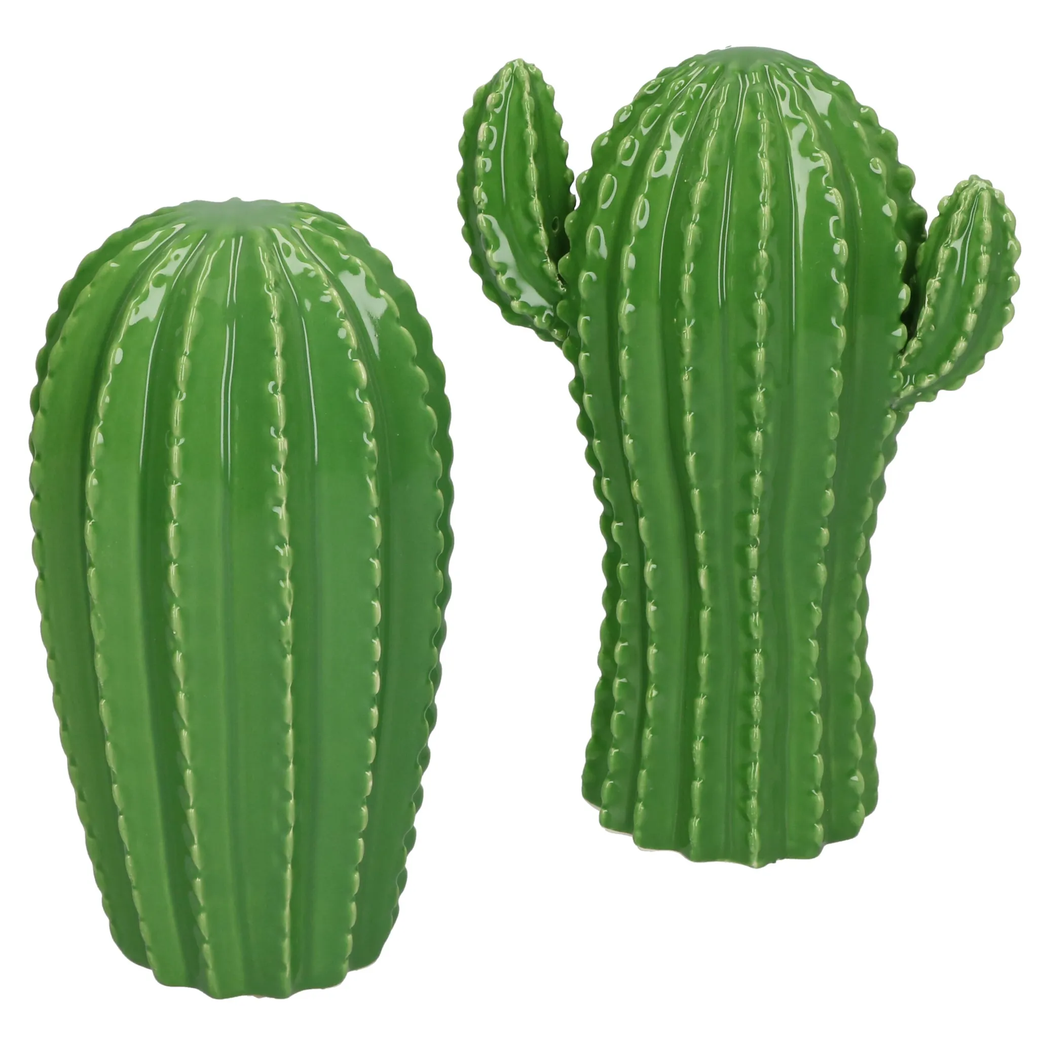 Ritzenhoff&Breker 2tlg. Set Deko-Kaktus Cereus dunkelgrün Porzellan Figur