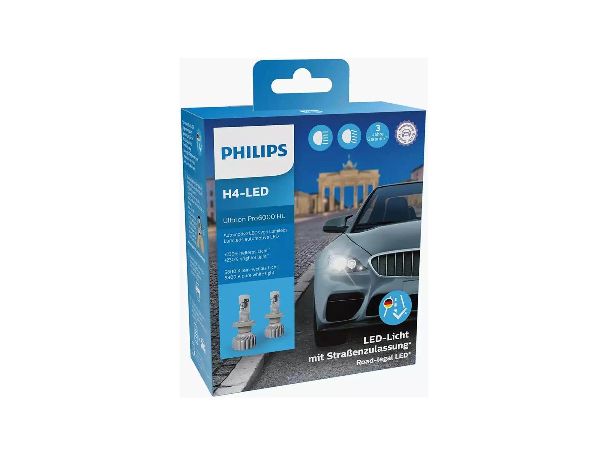 2x H4 Philips Ultinon Pro6000 11342U6000X2 mit Straßenzulassung* 12V