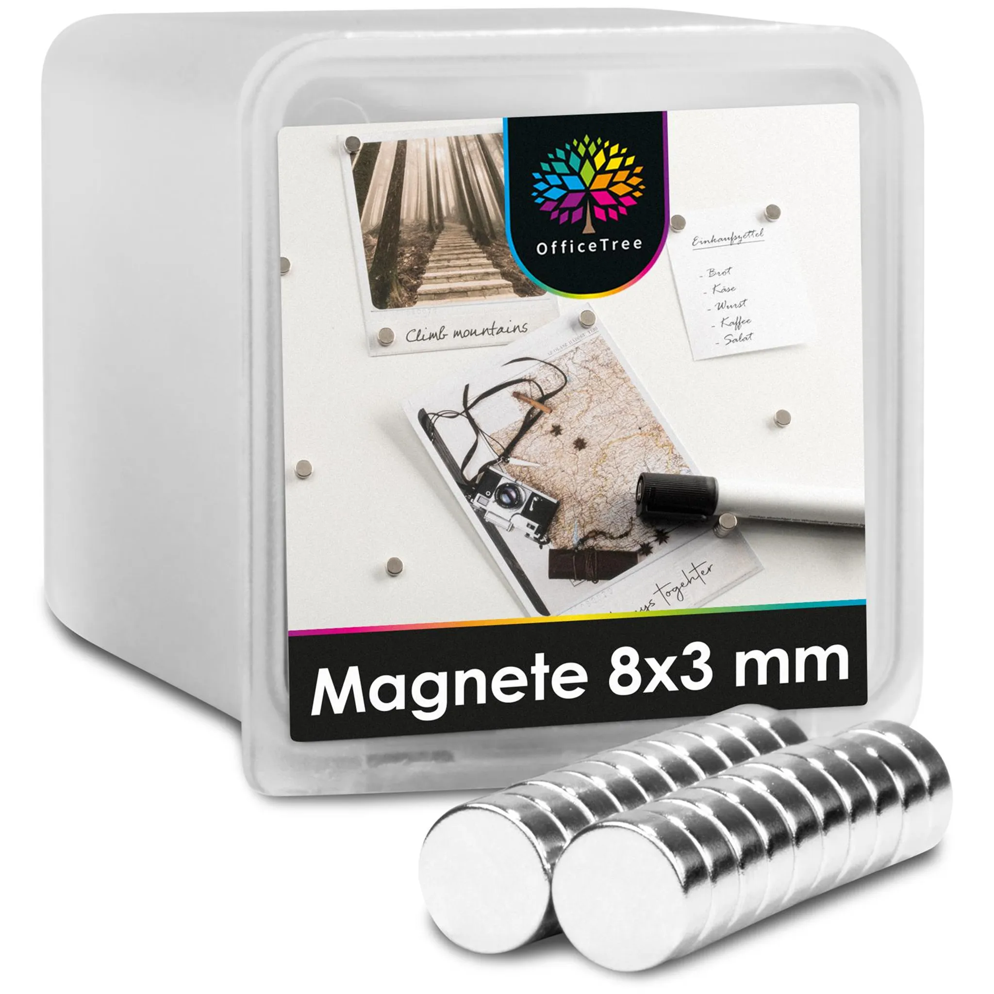 OfficeTree® 20 Neodym Mini-Magnete 8x3mm rund