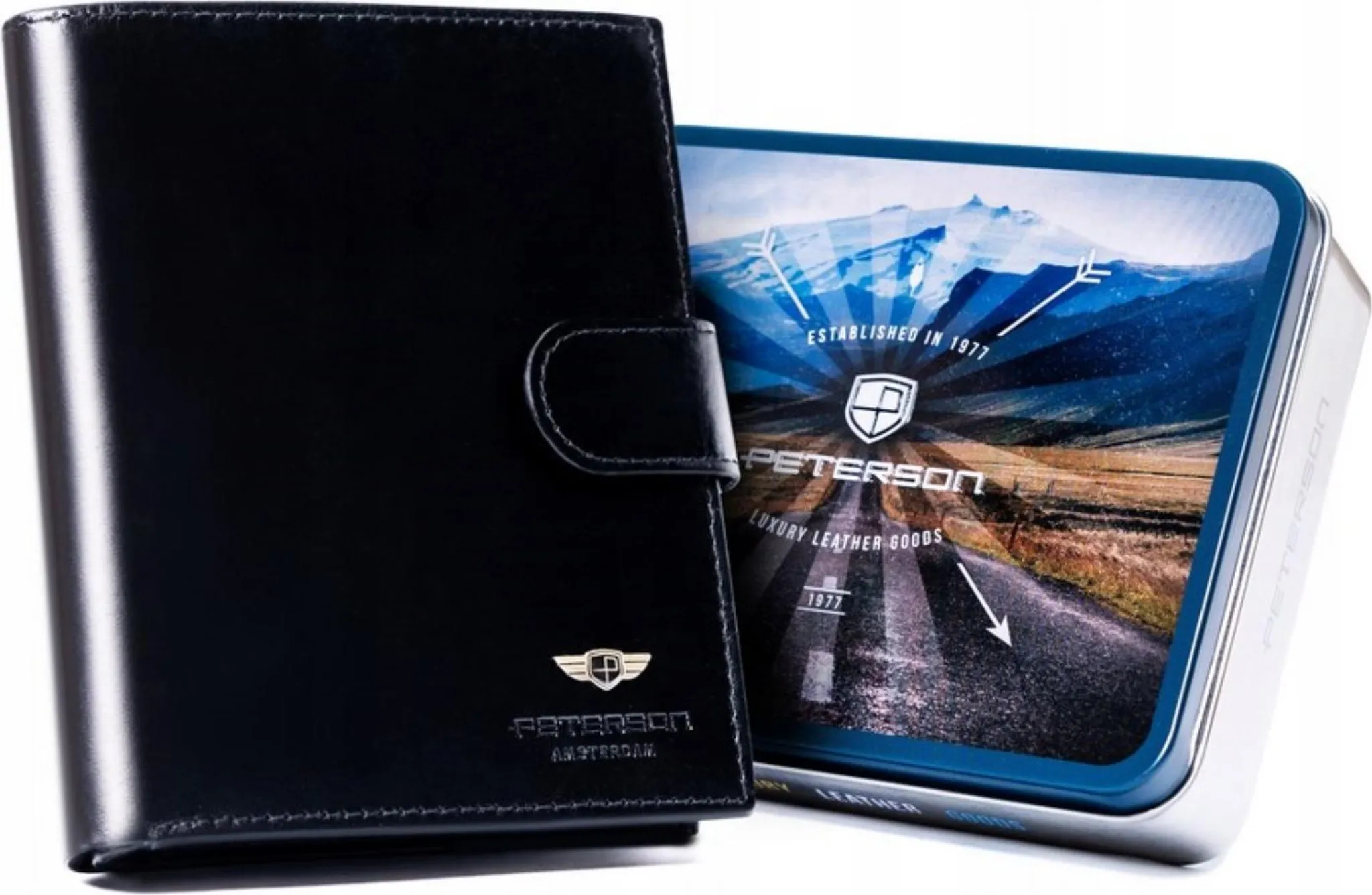 Peterson Portafoglio classico, con chiusura in pelle, per