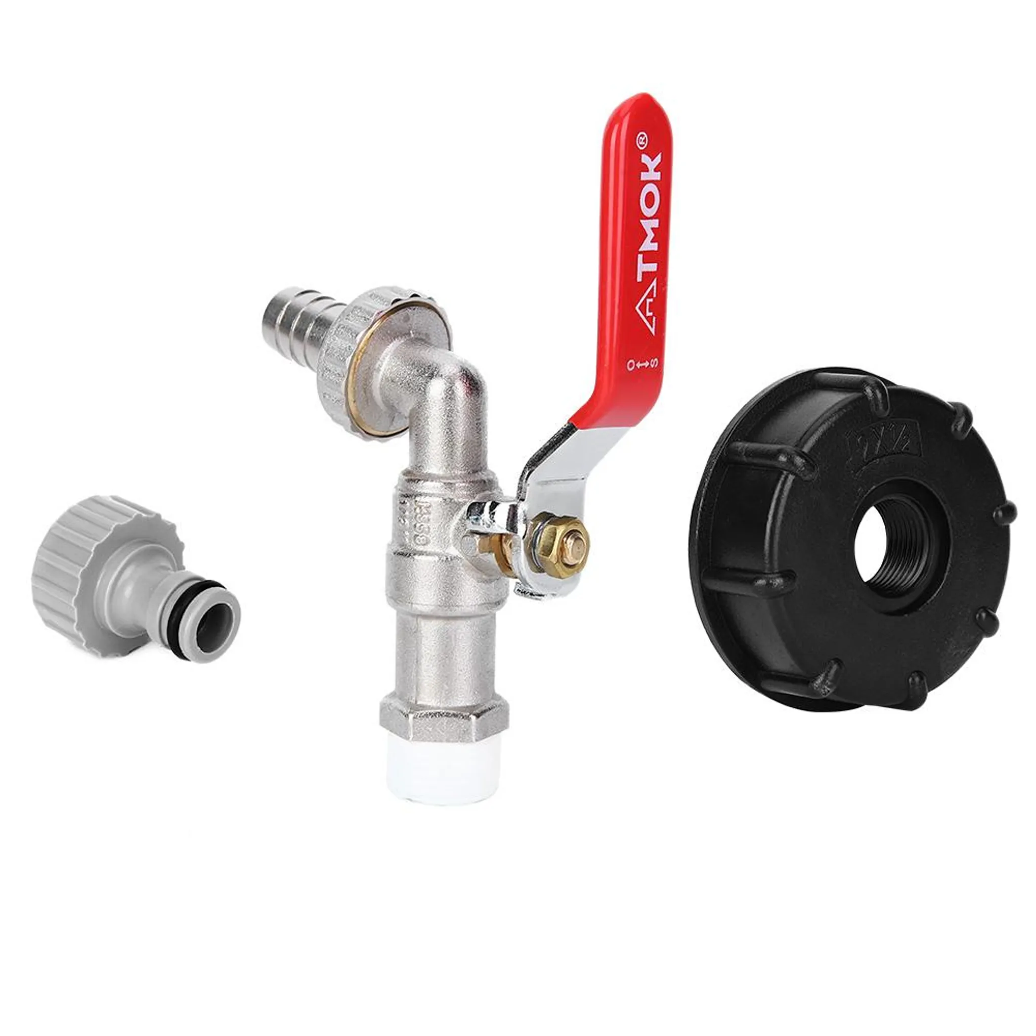 Rubinetto Con Adattatore Per Serbatoio IBC 1000L - Filetto S60x6, Raccordo 3/4" Per Tubo Da Giardino, Ottone
