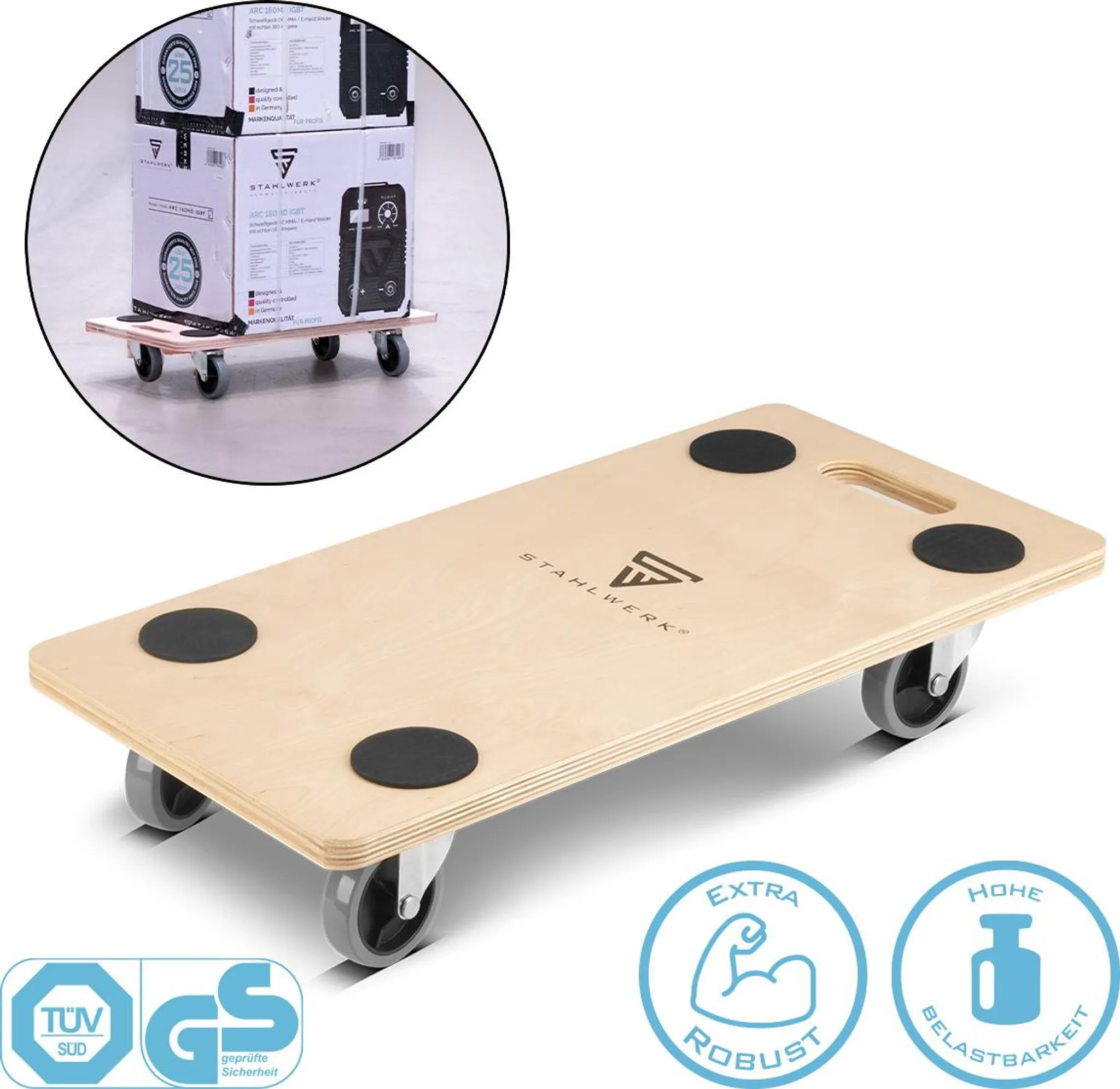 Carrelli Trasporto Arebos 2 Pezzi - Piattaforma Mobile Con Rotelle, Portata 200kg