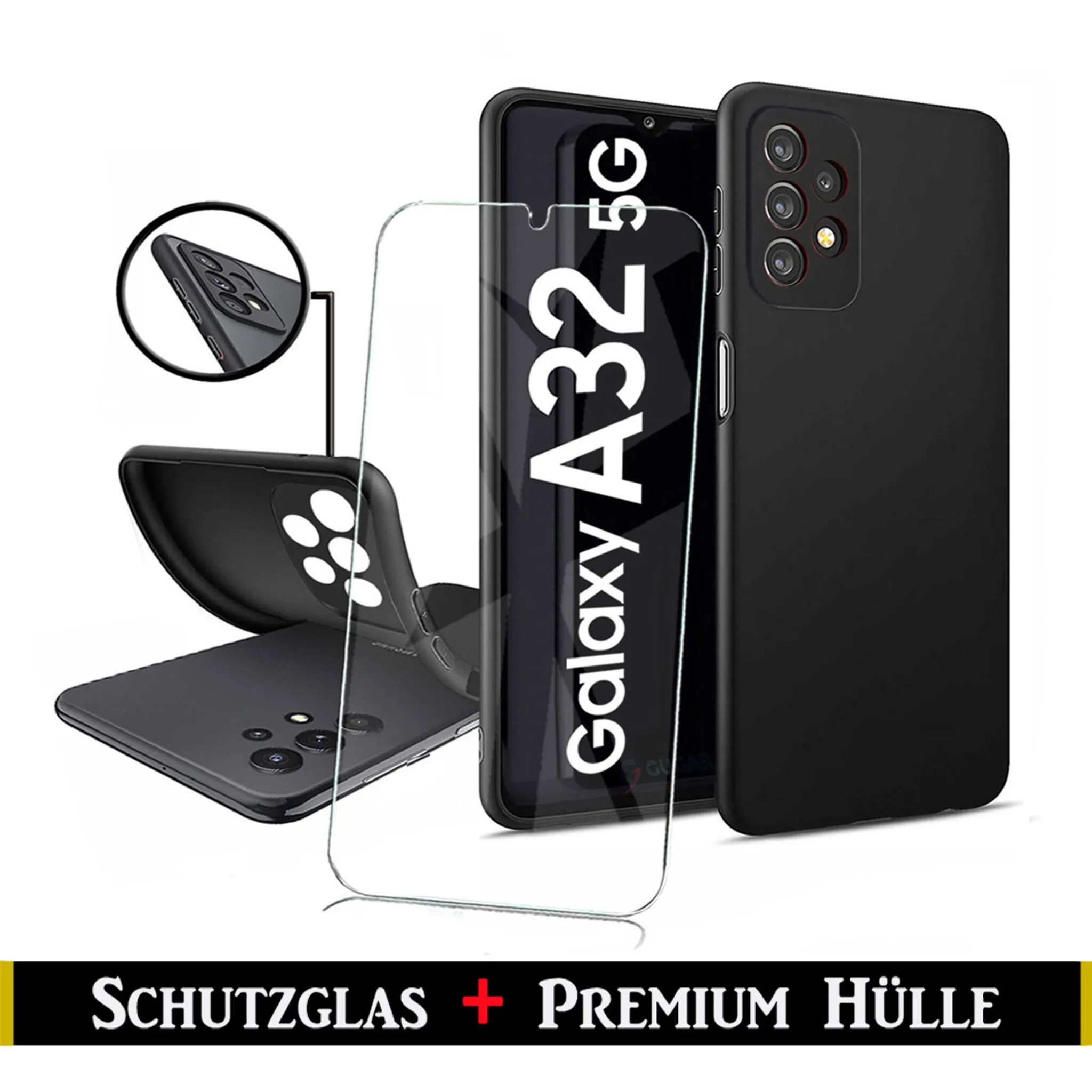Für Samsung Galaxy A32 5G Silikon Schwarz