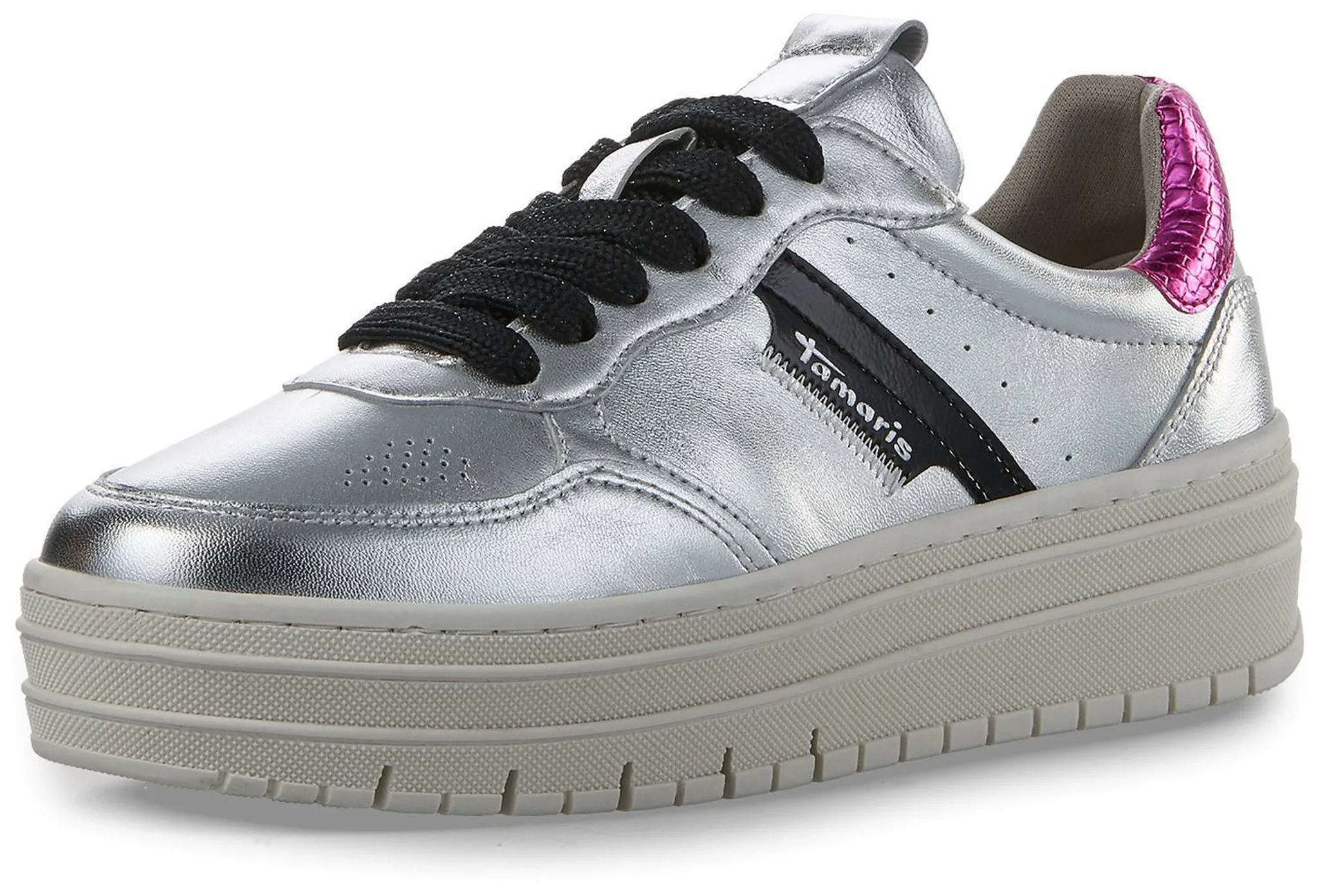 Sneaker Shoes Tamaris Sneaker Silber Plateau Tamaris Damen
