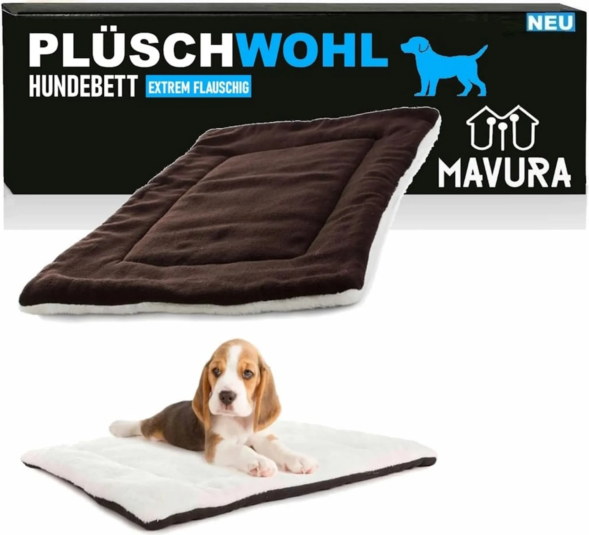Wasserdichtes Hundebett Rund, Für Kleine Hunde & Katzen | Waschbar, Mit Memory-Schaum | Weiß, 58x58 Cm