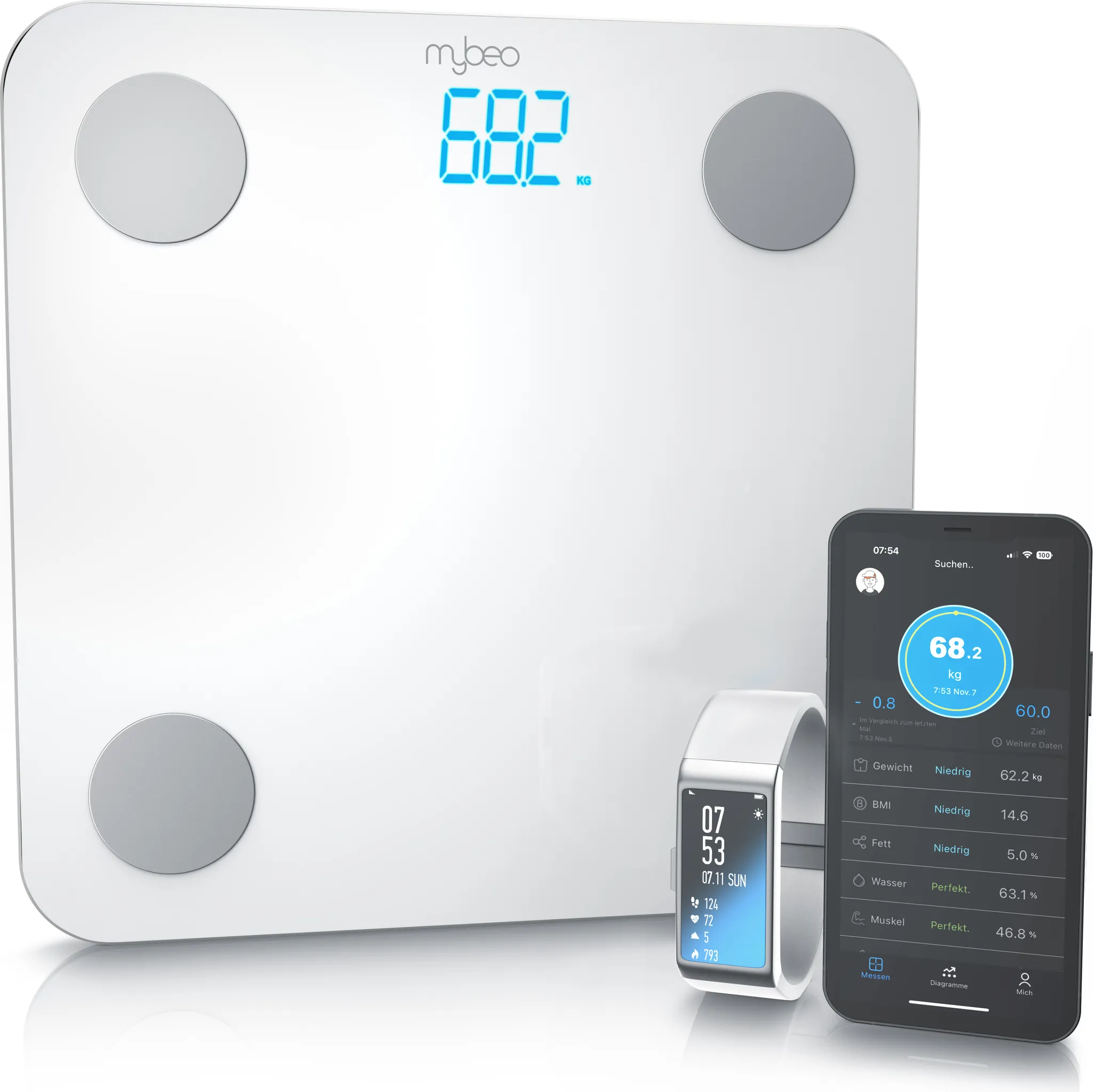 MAXXMEE Bilancia Intelligente Per Analisi Corporea Con App Bluetooth E 8 Profili Utente – Monitora Peso, BMI E Fabbisogno Calorico