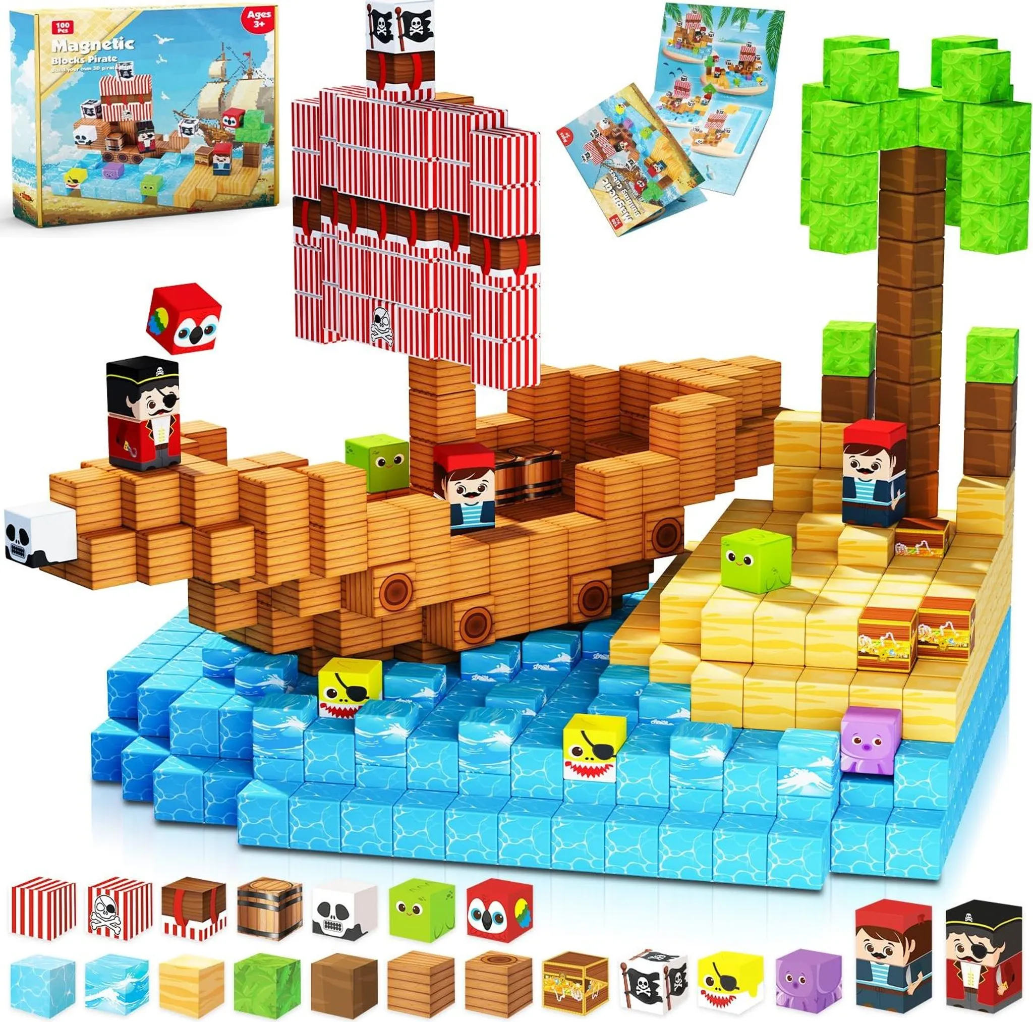 Velours Max® - Blocs magnétiques pour Enfants - 100 pièces - Jouets de construction