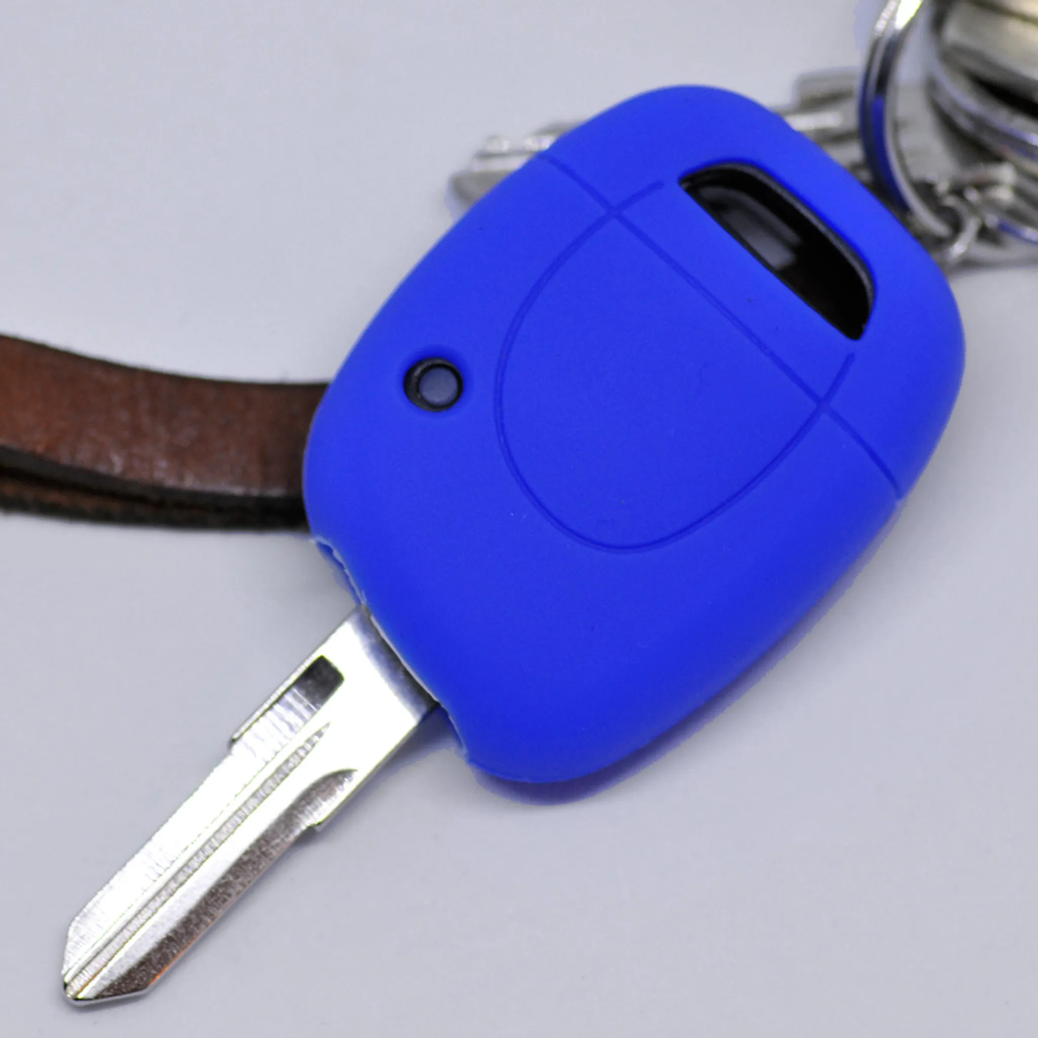 mt-key Schlüsseltasche Autoschlüssel Softcase Silikon Schutzhülle  fluoreszierend Blau, für Citroen Berlingo C2 C3 Peugeot 207 307 308 2  Tasten Klappschlüssel