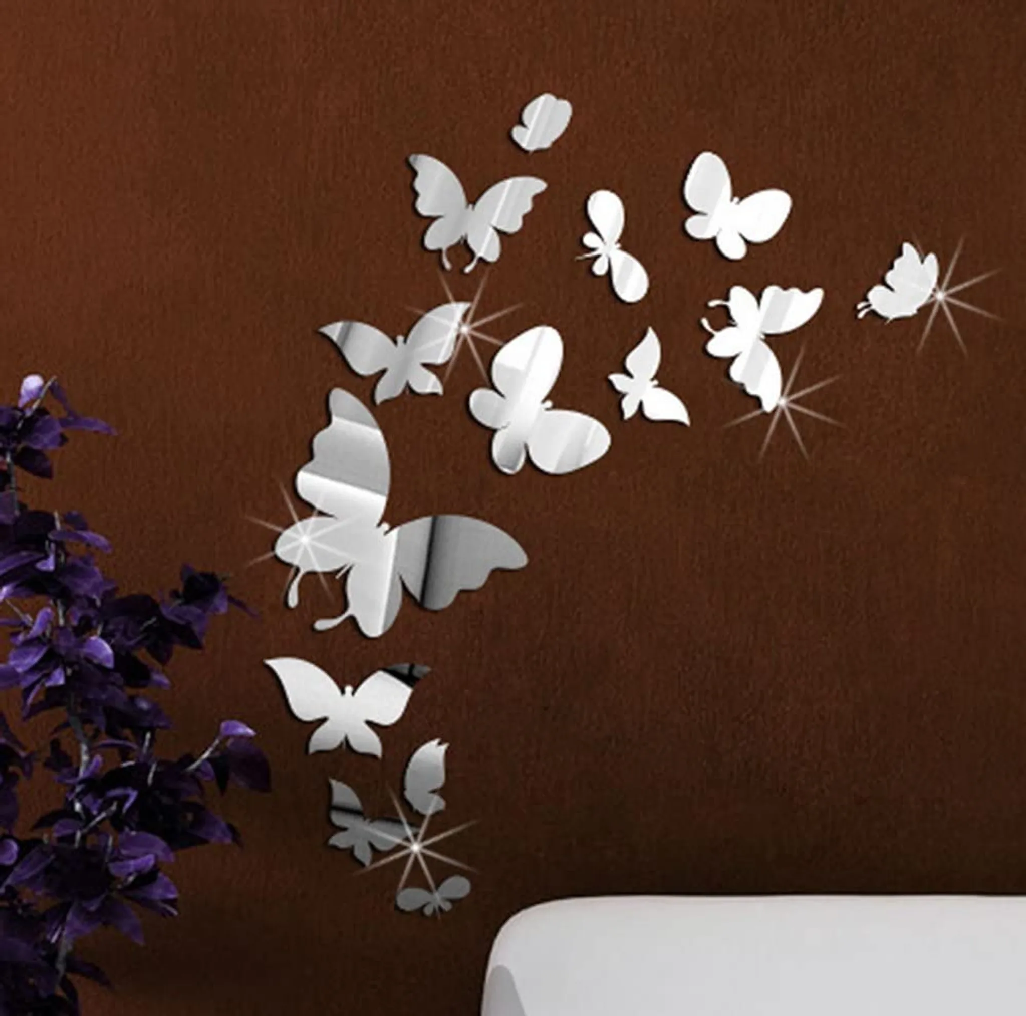 3D-Spiegel Schmetterling Wandaufkleber Abnehmbare DIY Home Art Mural Decor~Neu 