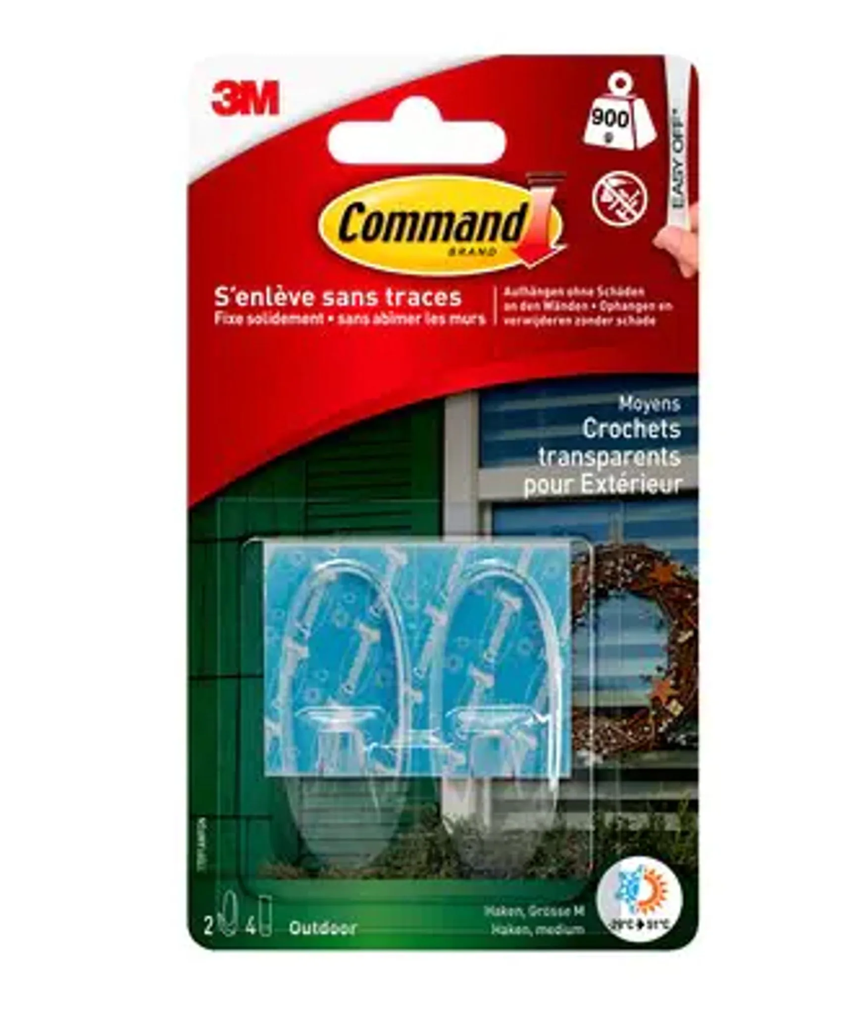 Command Bilderhaken Groß – 3 Haken + 6 Klebestreifen, Wasserabweisend, Trägt Bis 2,3 Kg