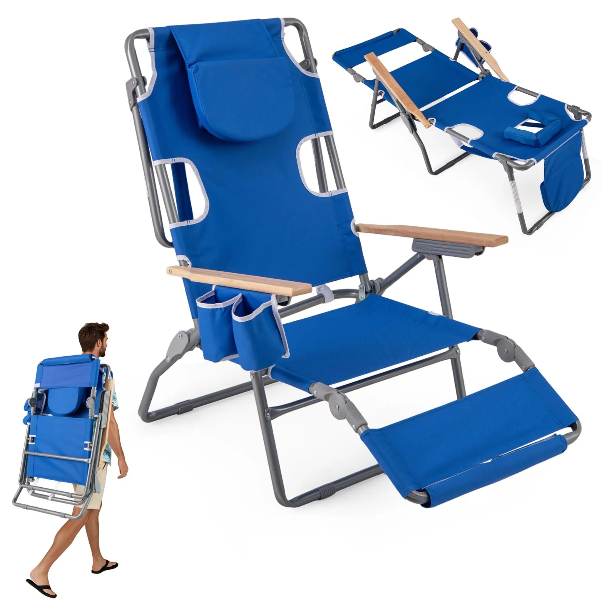 Spiaggina Pieghevole Sedia Spiaggia Alluminio con Borsa Termica Spalla